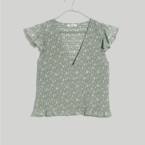 Madewell Lucie V-Neck Smocked Top in Cottage Garden